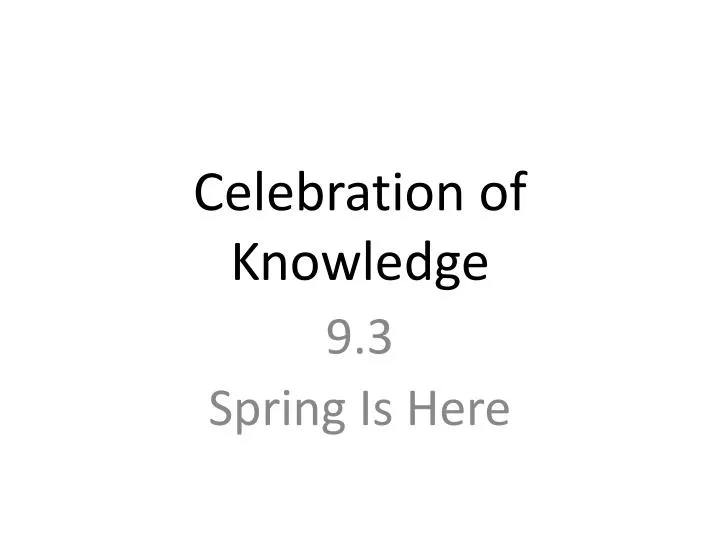 celebration of knowledge