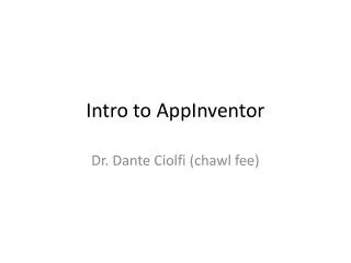 Intro to AppInventor