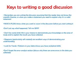 Keys to writing a good discussion