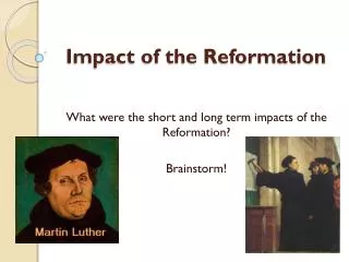 Impact of the Reformation