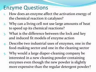 Enzyme Questions