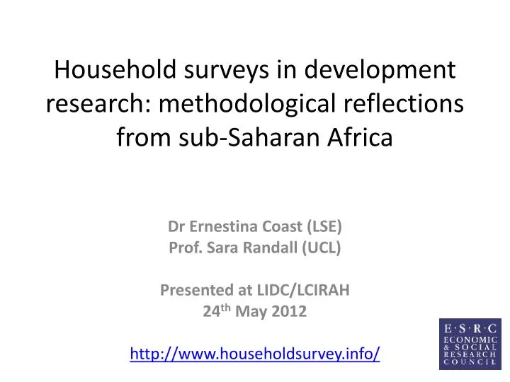 household surveys in development research methodological reflections from sub saharan africa