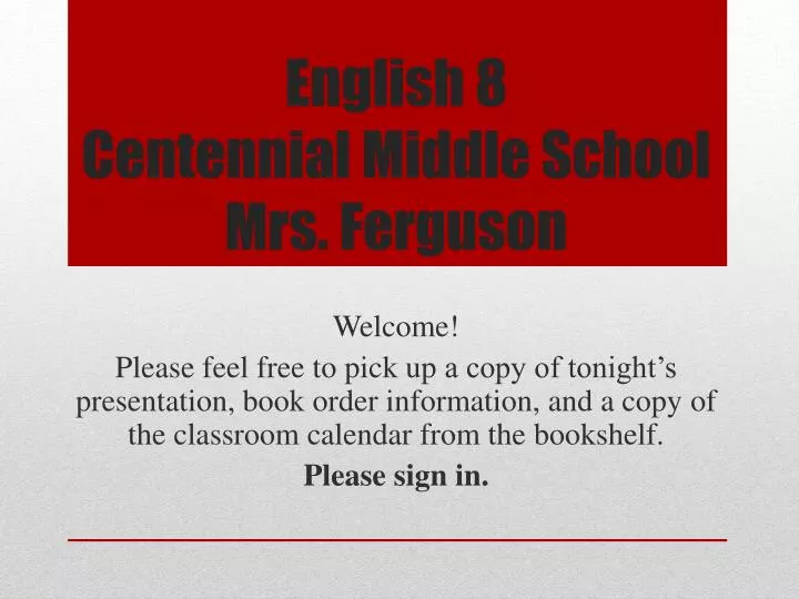 english 8 centennial middle school mrs ferguson