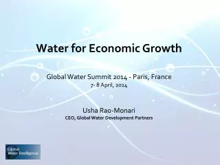 Economic Growth and Water are Inextricably Linked
