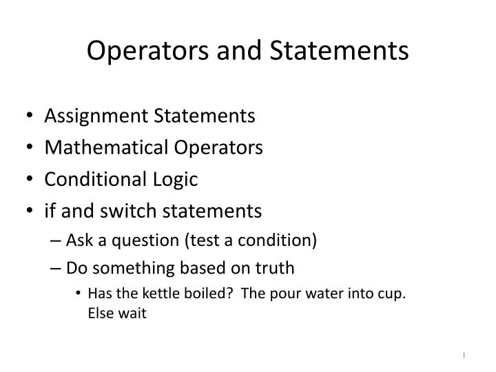 operators and statements