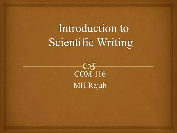 introduction to scientific writing