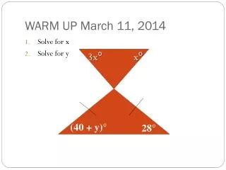 WARM UP March 11, 2014