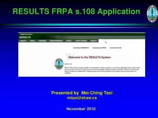 RESULTS FRPA s.108 Application