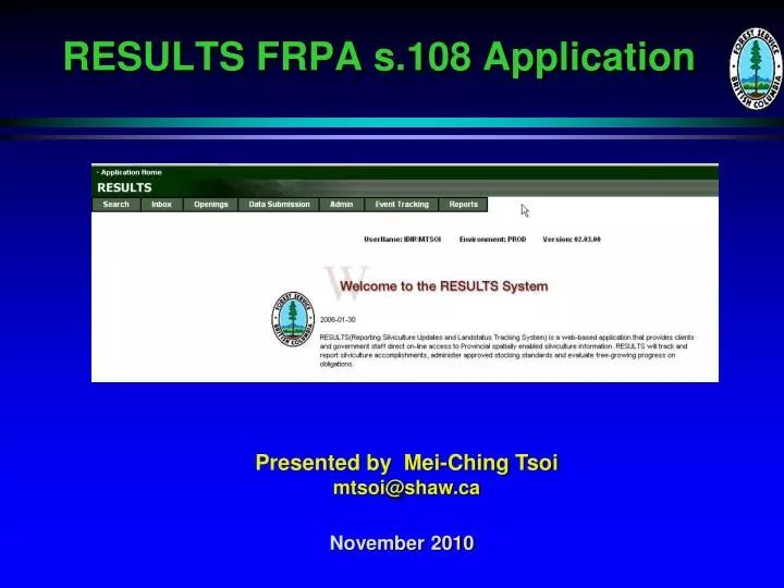 results frpa s 108 application
