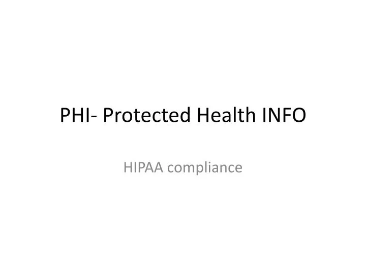phi protected health info