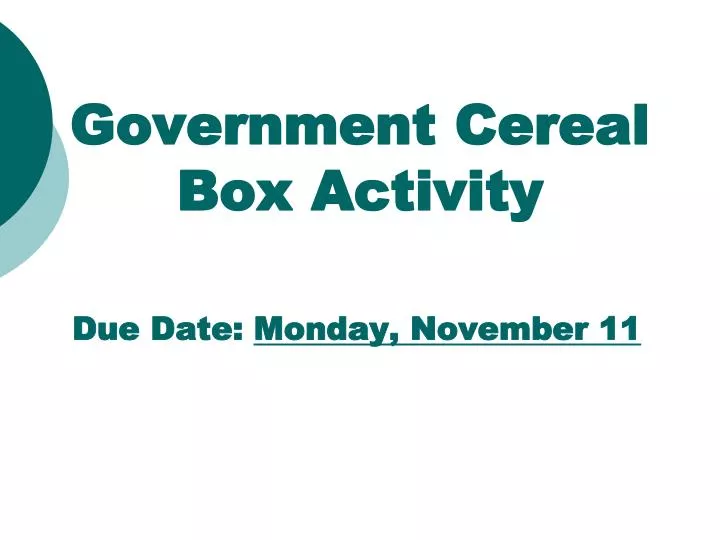government cereal box activity