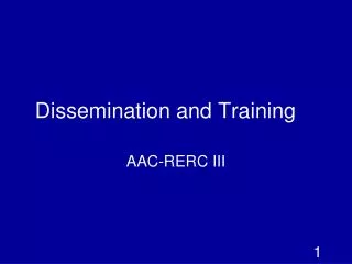 Dissemination and Training