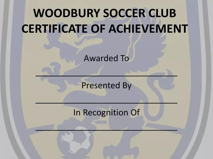 woodbury soccer club certificate of achievement