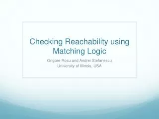 Checking Reachability using Matching Logic