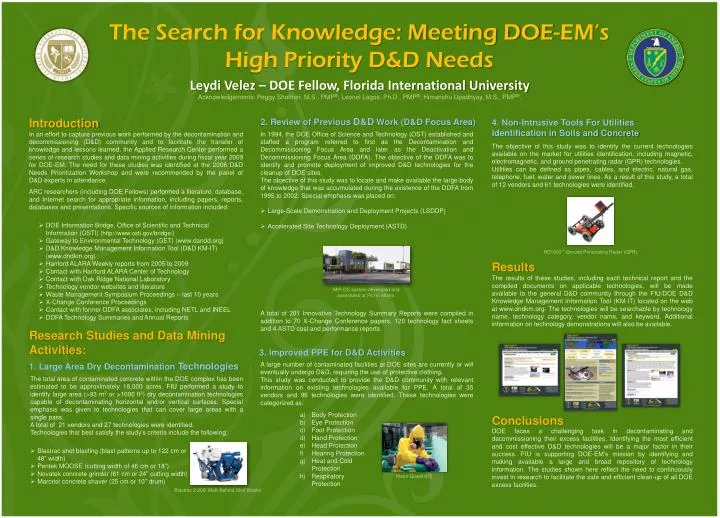 the search for knowledge meeting doe em s high priority d d needs