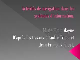 activit s de navigation dans les syst mes d information