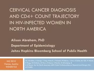 Cervical cancer diagnosis and CD4+ Count trajectory in HIV-infected women in north america
