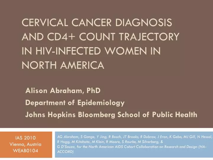 cervical cancer diagnosis and cd4 count trajectory in hiv infected women in north america