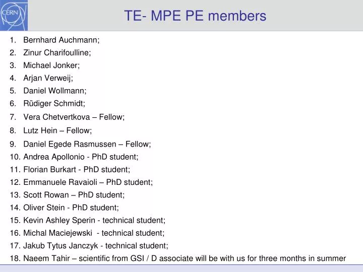 te mpe pe members