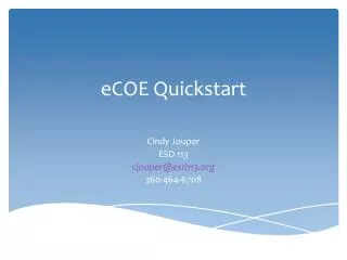eCOE Quickstart