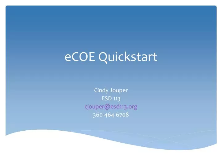 ecoe quickstart