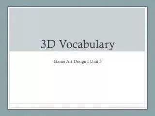 3D Vocabulary