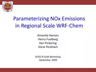 Parameterizing NOx Emissions in Regional Scale WRF-Chem
