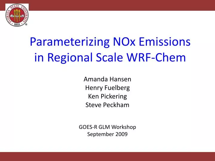 parameterizing nox emissions in regional scale wrf chem