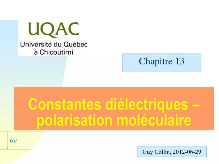 constantes di lectriques polarisation mol culaire