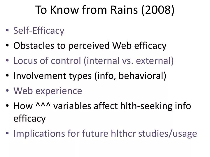 to know from rains 2008