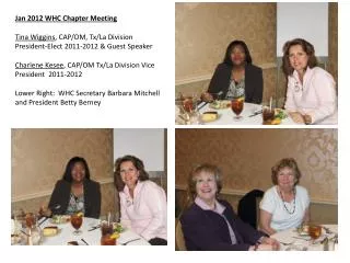 Jan 2012 WHC Chapter Meeting