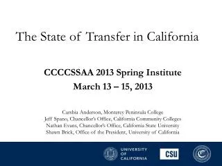 The State of Transfer in California