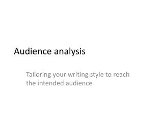 Audience analysis