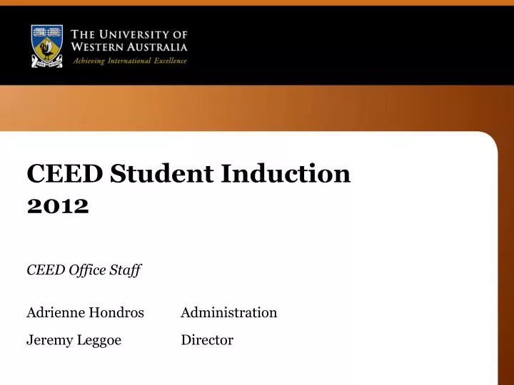 ceed student induction 2012