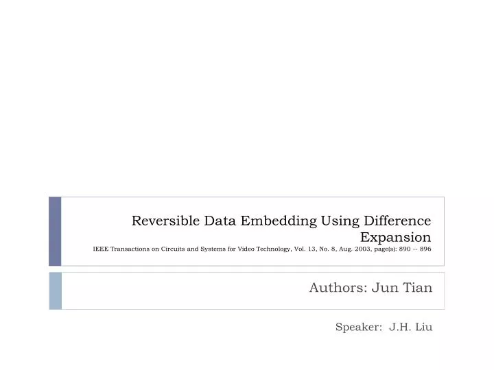 authors jun tian speaker j h liu