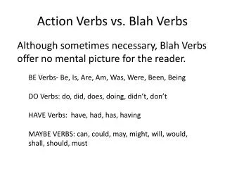 Action Verbs vs. Blah Verbs