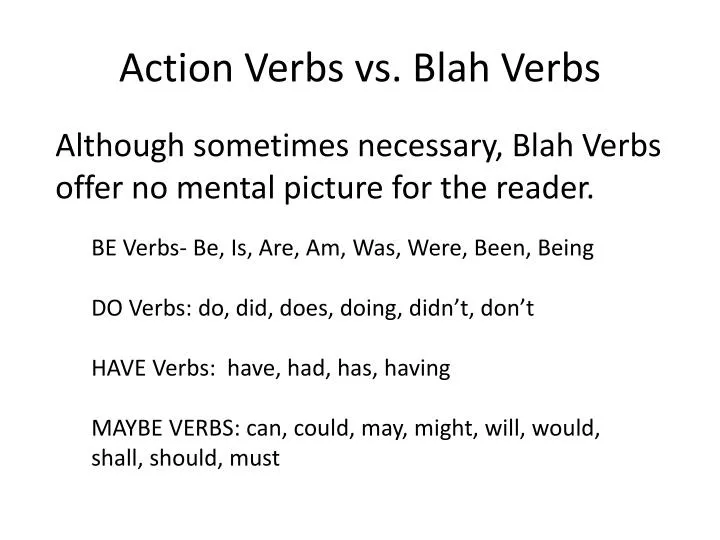action verbs vs blah verbs