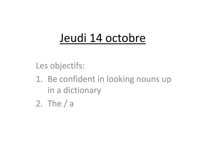 jeudi 14 octobre