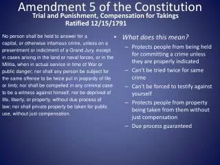 Amendment 5 of the Constitution