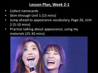Lesson Plan, Week 2-1