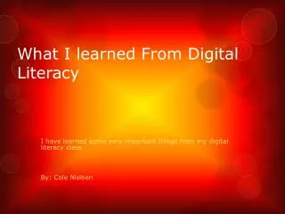 What I learned From Digital Literacy