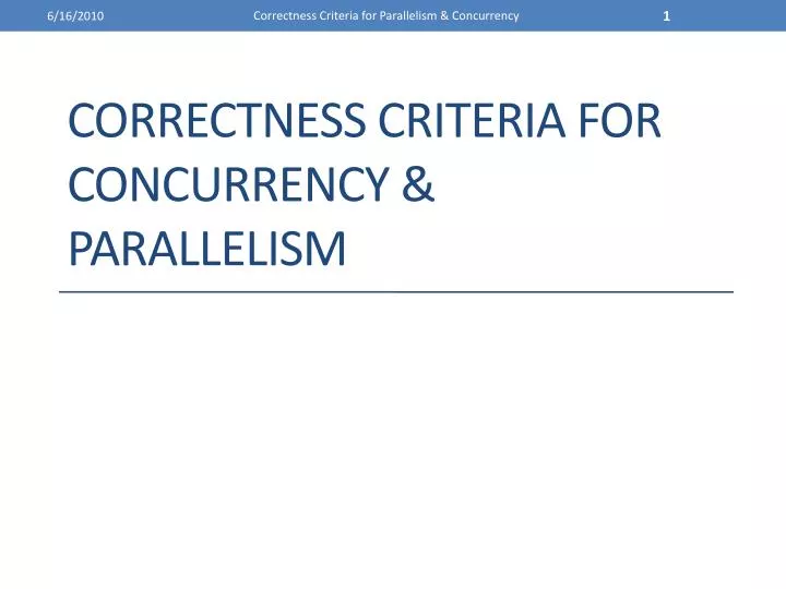 correctness criteria for concurrency parallelism