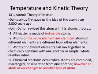 temperature and kinetic theory