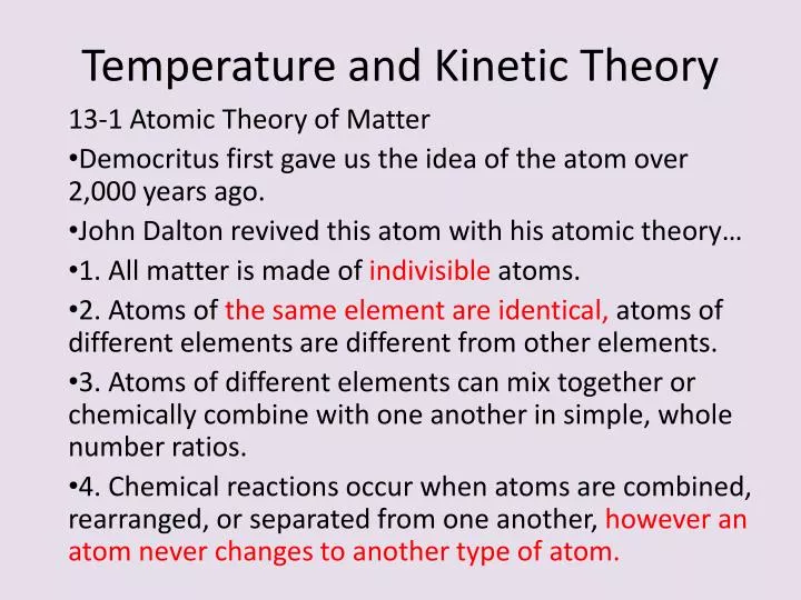 temperature and kinetic theory