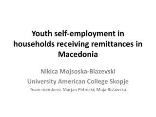 Youth self-employment in households receiving remittances in Macedonia