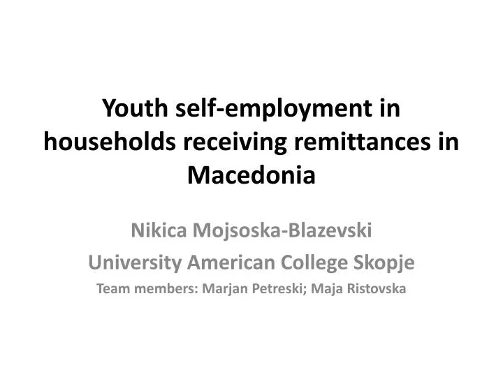 youth self employment in households receiving remittances in macedonia