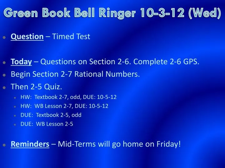 green book bell ringer 10 3 12 wed