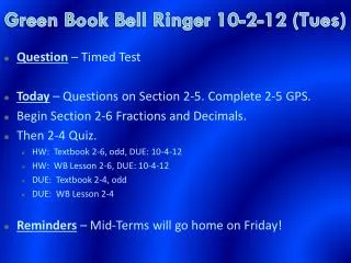 Green Book Bell Ringer 10-2-12 ( Tues)