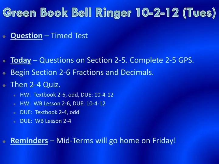 green book bell ringer 10 2 12 tues