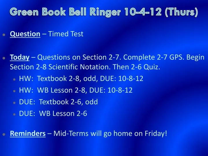 green book bell ringer 10 4 12 thurs